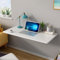 Bureau Pliable Mural, Table Pliante Murale Etagere Flottante En Bois, Bureau Mural Rabattable,Tablette Murale Rabattable pour Salle à Manger, éTude, Cuisine, DîNer, Blanchisserie, Bar, etc. (blanc)