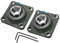 Kozelo 2pz UCF207 Cuscinetti a Blocchetto Cuscino con Foro 35mm Autoallineanti, Cuscinetti Acciaio Cromato Montati Flangia Quadrata con Base Ghisa Solida