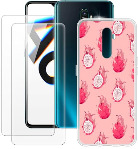 MILEGOO Oppo Reno Ace - Funda + 2 protectores de pantalla de vidrio templado, a prueba de golpes, funda de silicona suave TPU para Oppo Realme X2 Pro (6.5 pulgadas)