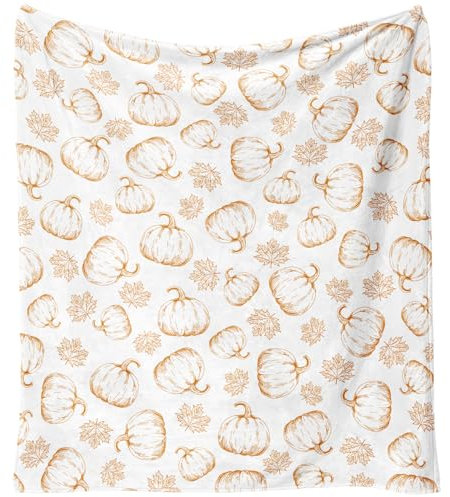 Yiyhuxf Herbst-Thanksgiving-Decken, orangefarbener Kürbis, Ahornblätter, Bauernhausdecke, Überwurf, Flanell-Fleece, Überwurf, Decke für Zuhause, Wohnzimmer, Couch, Bett, Stuhl oder Wohnheim,