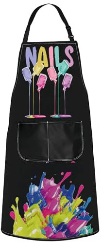 MYSOMY Nail Tech Apron With Pockets - Nail Artist Apron For Women (Black)