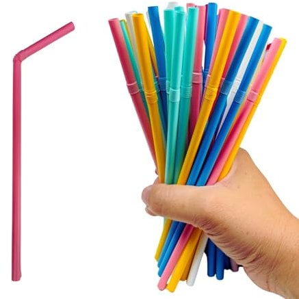 SYLVA-50 Reusable,Drinking Straws, Bendy Straws,Eco Straws|Multi-Coloured Drinking Straws for Kids & Adults|Perfect for Parties & Everyday Use-Straws for Hot & Cold Drinks-Made from Corn