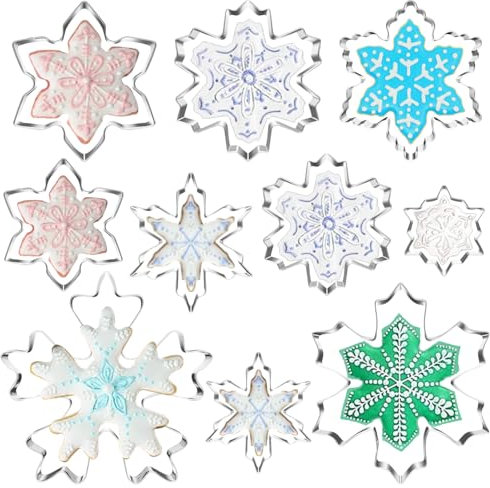 Emporte-pièces Noël,Flocon de Neige Emporte Pièces Acier Inoxydable,Flocons Moule à Biscuits,Emporte Pièce en Forme pour Enfants Fête Anniversaire Déco