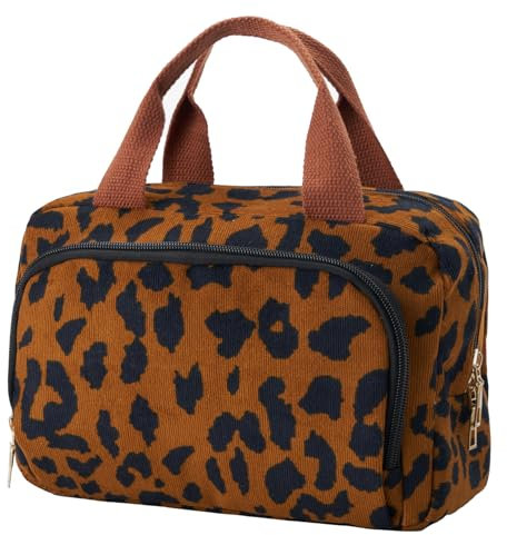 Funtlend Damen Kulturtasche Cord Kosmetiktasche Damen kosmetikbeutel vielen Fächern Cord kulturbeutel Damen Reise Waschtasche Cord Make-up Tasche für Mädchen Damen Travel