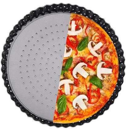 Bandeja para Pizza con Agujeros, Bandeja para Pizza para Horno - Bandeja para pizza antiadherente de acero al carbono con buena conducción térmica | Bandeja para hornear lavable a máquina con agujeros