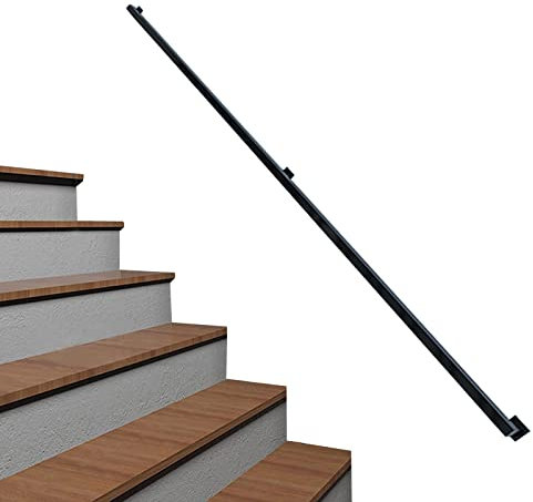 CuNtoHHH Stair Handrails, Wall Support Rod, Black Square Wrought Iron Handrail, Balustrade for Indoor and Outdoor Stairs, Loft Handrail (Size: 13.1ft/400cm)