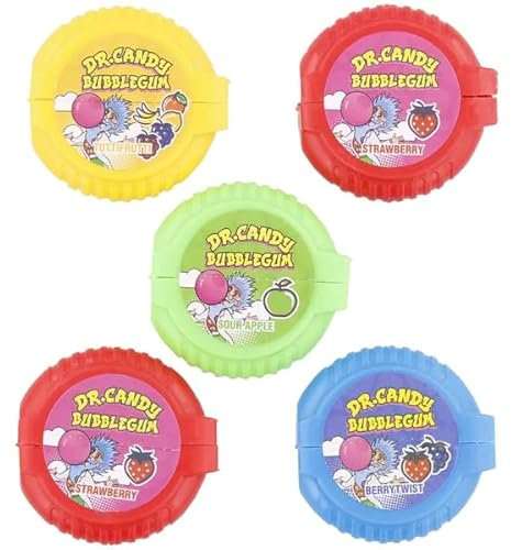 Lot de 5 Boîtes de Bubble gum - Chewing gum - 90 grammes - 4 Goûts - Acidulé - Fruit - 364