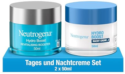 Neutrogena Hydro Boost Gesichtscreme, Revitalising Booster mit Hyaluron & Antioxidantien, ölfrei, 50 ml + Neutrogena Hydro Boost Nachtcreme mit Hyaluron, intensive Feuchtigkeit für jede Haut, 50ml