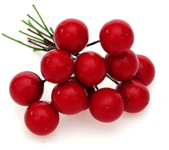 Amosfun 48St Künstliche Früchte kunstobst weihnachtsdeko Weihnachts Dekoration Weihnachten Dekoration Weinreben mit Lichterketten gefälscht Girlande Simulation Beeren falsche Beeren
