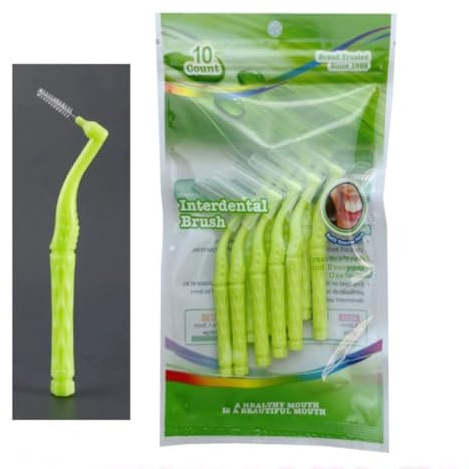 Wisafory 10 Stück Interdentalbürsten Zahnbürsten Angle Lückenbürste Dentalbürsten Kieferorthopädische Universalpflege Zahnzwischenraumreiniger Zahnsticks für Zahnspangenreinigung Grün 0.8mm