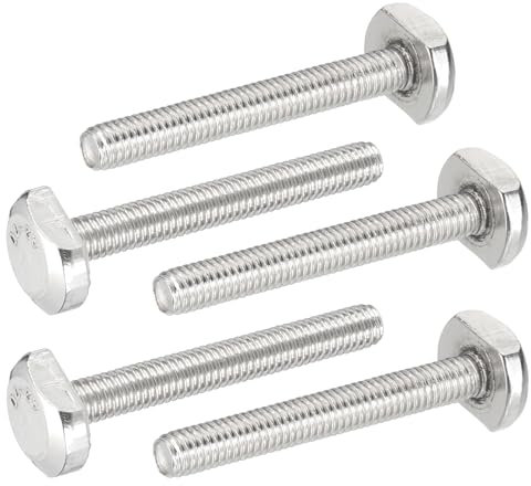 PATIKIL M6 x 45 mm T-Nut-Schrauben, 5 Stück 304 Edelstahl Drop-In-Schrauben T-Form Stiftschrauben Metrisches Gewinde Hammerkopfschrauben für T-Nut, Silber