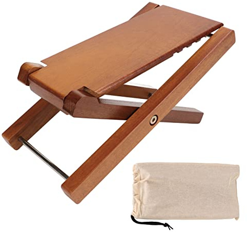 Tabouret de Pied de Guitare Repos, Bois élégant Style 3 Hauteur Réglable Tabouret de Pied Non Glissement Repose-pied Pliable pour Pratiquer de la Guitare (Bois de frêne)