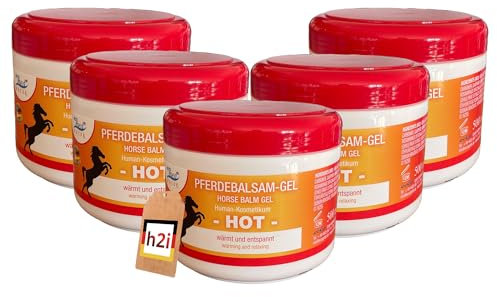 h2i Pferdebalsam Gel -HOT | 5 x 500 ml | mit Arnika Rosmarinöl & Chillischotenextrakt | wohltuend pflegend & wärmend
