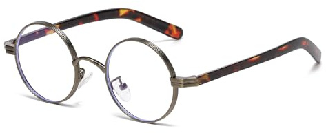 LJCZKA Small Round Blue Light Blocking Glasses for Women Men Retro Round Computer Glasses Metal Frame for Texting Reading Gaming
