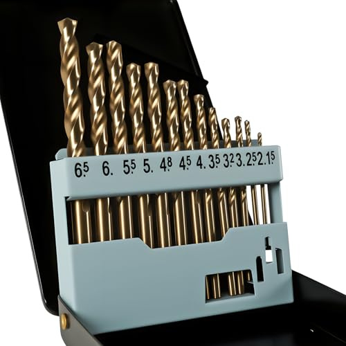 Metallbohrer Set, 13tlg. HSS-E M35 COMOWARE Bohrer-Set Cobalt 1.5-6.5mm Drill Bit Set Spiralbohrer Profi für Metall, Stahl, Eisen Selbstzentrierend für Metallbearbeitung Bohrmaschine Zubehör