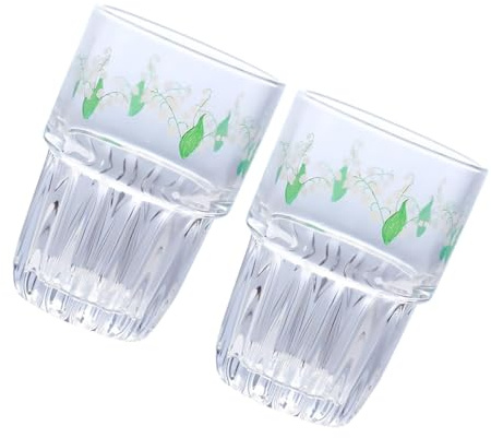 Hemobllo 2 pezzi Bicchieri in Vetro Trasparente Design di Campanula Tazze da Caffè e Resistenti Liscio per Quotidiana e Bevande Fredde
