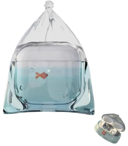 3D Funny Goldfish Bag Silicone Case Cover for AirPods 1/2/3/4 Pro,Cute Cartoon Clear Liquid Silicone Earphone Case,Shockproof Anti Drop Protection Earphone Cover