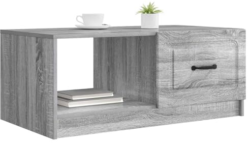vidaXL Couchtisch Graues Sonoma 90 x 50 x 37 cm Holzwerkstoff, Eleganter Vintage Rechteckiger Couchtisch, viel Stauraum für Wohnzimmer, vielseitiges Holzdesign