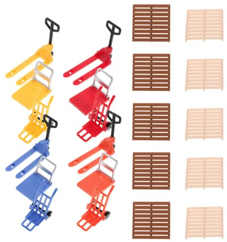 OFFIGAM 36 Pièces Mini Chariot Élévateur Palettes en Plastique Résistant, Design Réaliste, Simulation Routière pour Projets Créatifs et Décoratifs, Ensemble Miniature pour Garçon et