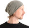 CHARM Seide Slouch Beanie Strickmütze - Groß Chemo Kopfbedeckung Locken Haare Grau