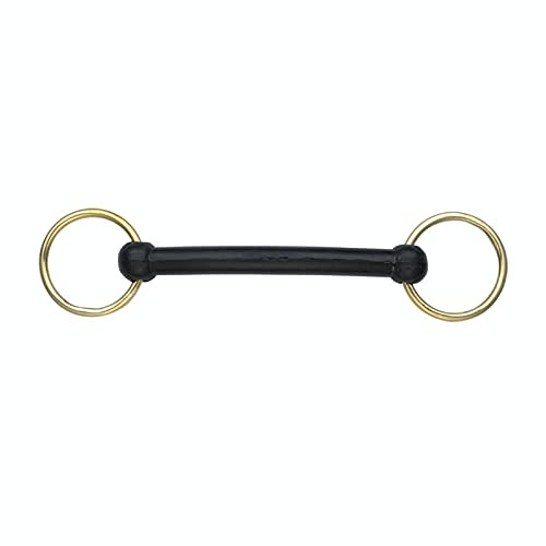 Shires Rubber Covered Overcheck Bradoon Snaffle Horse Bit UK 4 1/2, Blkrub