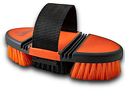 LUCFOR Kardätsche für Pferde Flexible Groom Pferdebürste flexibel orange | Das Putzzeug für Pferde in der Putzbox als Zubehör mit weichen Borsten | Kardätsche Pferd für Kinder und Pferdefreunde