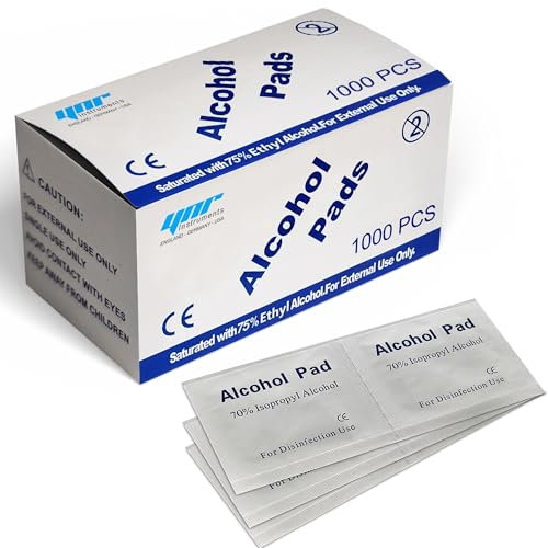 YNR 70% Alcohol Pre-Injection Isopropyl Wipes - Individually Wrapped First Aid Skin Cleaning Easy-Tear Sachet Wipes (1000PCS)