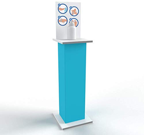 Colonne porte-distributeur autoportant pour gel désinfectant les mains, support porte-distributeur pour gel désinfectant mains - 96 x 38 cm, bleu ciel