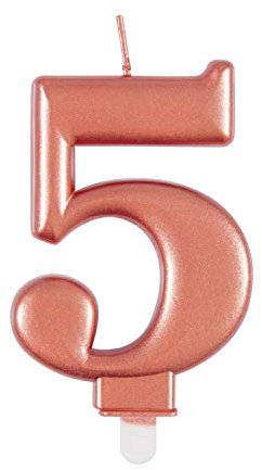 Elegant Metallic Rose Gold Number 5 Birthday Candle - Perfect for Birthday Parties, Anniversaries & More - 1 Pc