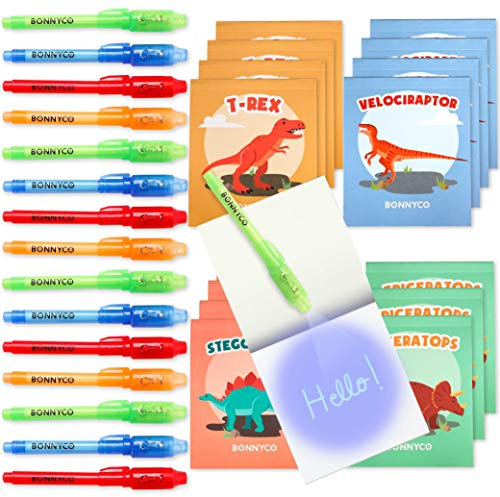 BONNYCO UV Stift und Notizbuch, 16 Stück Dino Mitgebsel Kindergeburtstag Junge & Mädchen | Kindergeburtstag Gastgeschenke, Adventskalender & Kleine Geschenke für Kinder - Dino Geburtstag Deko