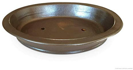 K&K Keramik Bonsaischale XXL oval 64x50x12 cm, Dunkelbraun-matt