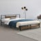 [en.casa] Metallbett Villach 180x200 cm Stahlrahmen Schwarz Spanplatte Walnuss-Optik Bettgestell