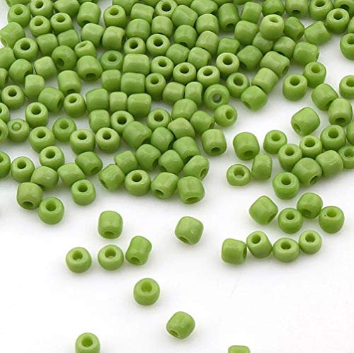 3.300 unidades de cuentas de cristal opaco, 3 mm, mate, 8/0, perlas Pony, perlas opacas ahumadas, color a elegir (verde claro)