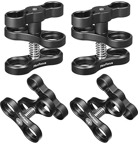MINIFOCUS 4PCS 1'' Aluminium Kugelklemmhalterung für Unterwasser-Tauchlicht-Arm-Tray-System, Fotografie-Tauchkamera, 360° Clip-Adapterhalterung für Action-Kamera-Taschenlampen-Arm-System