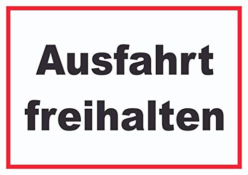 HB-Druck Ausfahrt freihalten Schild schwarz-weiß-rot A4 Rückseite selbstklebend