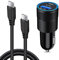 USB C Fast Car Charger for Samsung Galaxy S24 S23 Ultra S22 S21 S20 Plus A15 A52 A55 A54 F23 F52 Note 20,30W 2 Port Car Charger Adapter+USB C to C Charger Cable for Google Pixel 9 8a 8 7 6 5 5XL 4 4XL