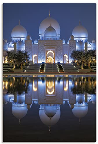 ARTLAND Wanddeko Leinwand Bilder Wandbild 60x90 cm Moschee Scheich Zayid Islam Muslimische Bilder Abu Dhabi U1YA