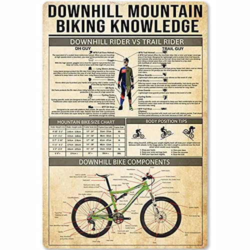 Metallblechschild Downhill Bike Komponenten Downhill Mountainbike Wissen Poster Infografiken Club Sports Lovers Garage Home Kitchen Wanddekoration Plaque 8x12 Zoll