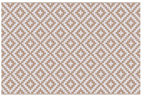 Outsunny Outdoor Teppich Graphic Style - Wendeteppich 2 Motive - ABM. 2,74L x 1,82l m - PP High Density 310 g/m² Weiß Beige