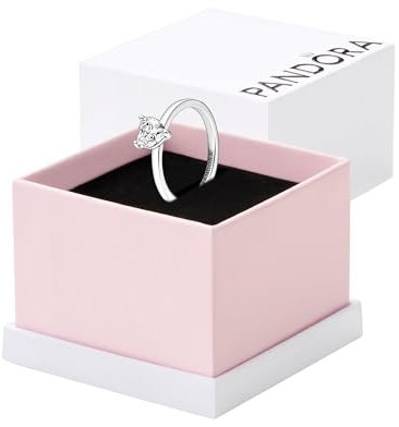 Pandora Timeless Funkelndes Herz Solitär-Ring aus 952 Sterling Silber mit klaren Cubic Zirkonia Steinchen 191165C01-58
