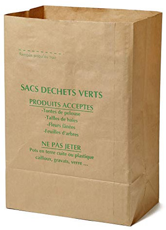 La Cordeline CJN29 - Lote de 10 bolsas de basura verdes (papel kraft, 125 L), color verde