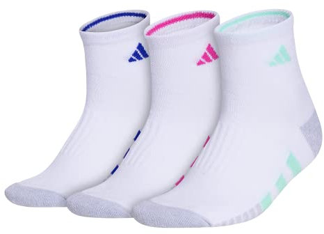 adidas Lot de 3 paires de chaussettes rembourr es pour homme, Blanc/vert menthe/rose fuchsia, M