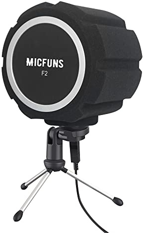 micfuns F2 - Filtro acústico profesional para micrófonos de estudio de grabación de 45 mm a 60 mm, espuma absorbente de sonido que reduce el ruido y los reflejos (color negro)