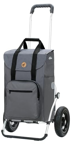 Andersen Einkaufstrolley - klappbar - 45 Liter - mit Kühlfach | Aufhängung für Einkaufswagen - belastbar 50 kg - Aluminium - Trolley - Luft-Rad Ø 25 cm - Royal Shopper Wismar silbergr.