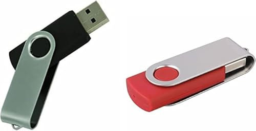 32GB pack of 2 Metal USB Stick Flash Drive Thumb Drive Pen Drive Memory Stick for External Data Storage (Black & Red)