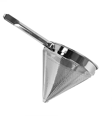 TrueCraftware- 6 Qt 12 Inch Stainless Steel China Cap Strainer Coarse Mesh- Cone Strainer for Sauces Juice Seeds Beans Food Strainer Colander