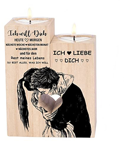 Jahrestag Geschenk für Ihn Sie, Partner Geschenke, Kerzenständer mit Ich Liebe Dich, Hochzeitstag Weihnachten Männer Frauen Paare