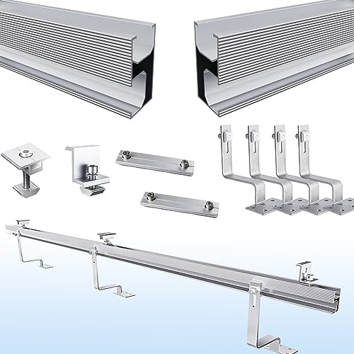 Warmfay Balkonkraftwerk Halterung Ziegeldach Komplettset für 6 Paneele, Befestigung Solarpanel Ziegeldach - Bis 115CM Breite PV Modul und 30mm Dicke, Alu Solar Halterung Ziegeldach Geprüft als Robust