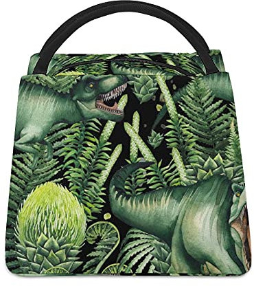 FWJZDSP Tyrannosaurus Rex und Sukkulente, isolierte Lunchbox, Tragetasche, individuelle Handtasche, niedlich bedruckt