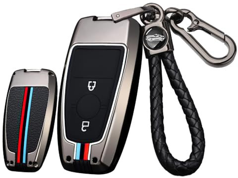 ontto Autoschlüssel Metall Hülle Passt für Ford Fusion Mustang Explorer F150 F250 F350 EcoSport Edge S-MAX Ranger Lincoln Mondeo Autoschlüssel Etui Schlüsselhülle Schlüsselanhänger 2 Taste-A Schwarz